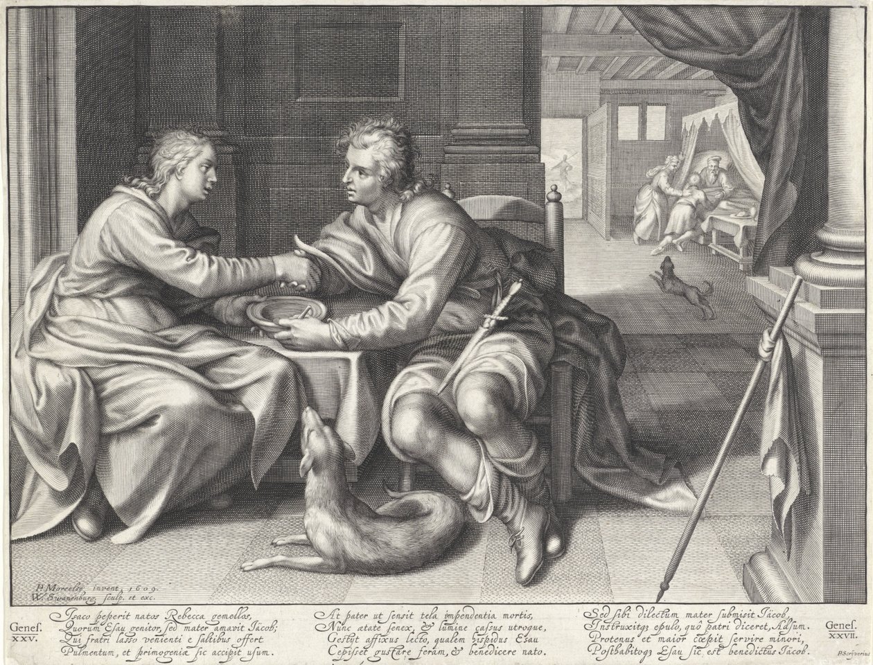 Ézsau eladja elsőszülöttségi jogát Jákobnak alkotó: Willem Isaacsz. van Swanenburg
