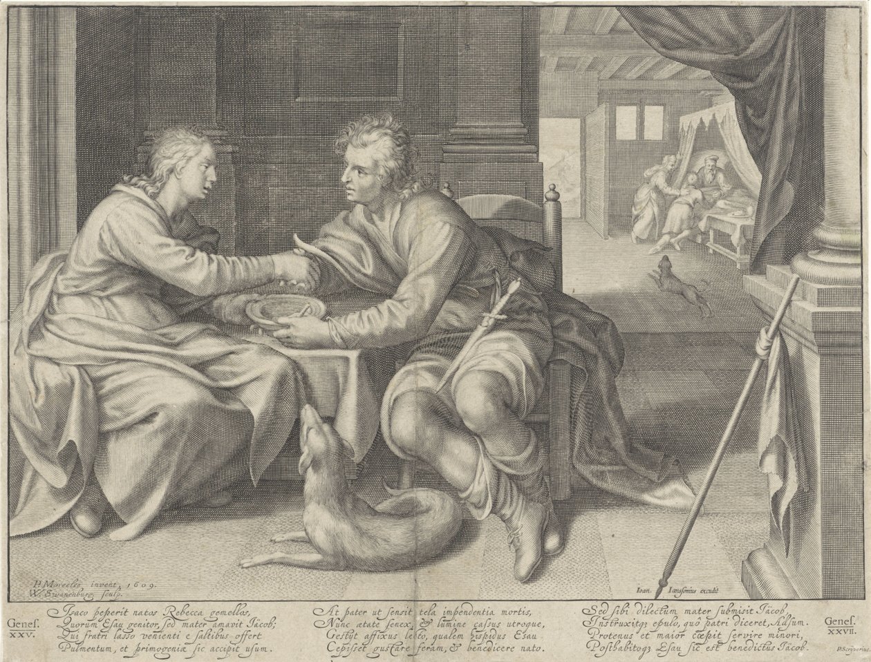 Ézsau eladja elsőszülöttségi jogát Jákobnak alkotó: Willem Isaacsz. van Swanenburg