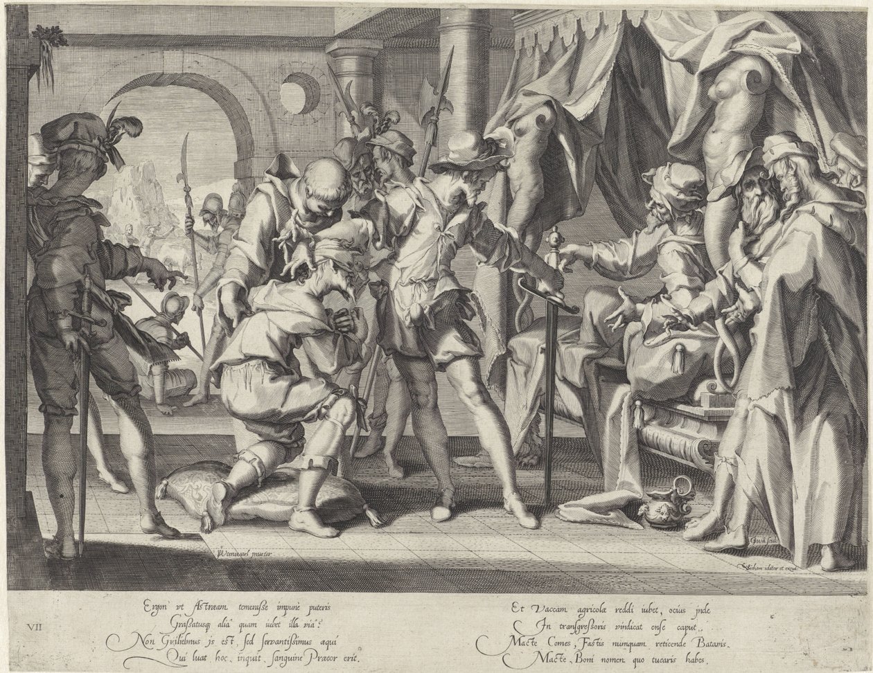 III. Vilmos holland gróf elrendeli a végrehajtó lefejezését Thronus Justitiae (sorozat címe) alkotó: Willem Isaacsz. van Swanenburg