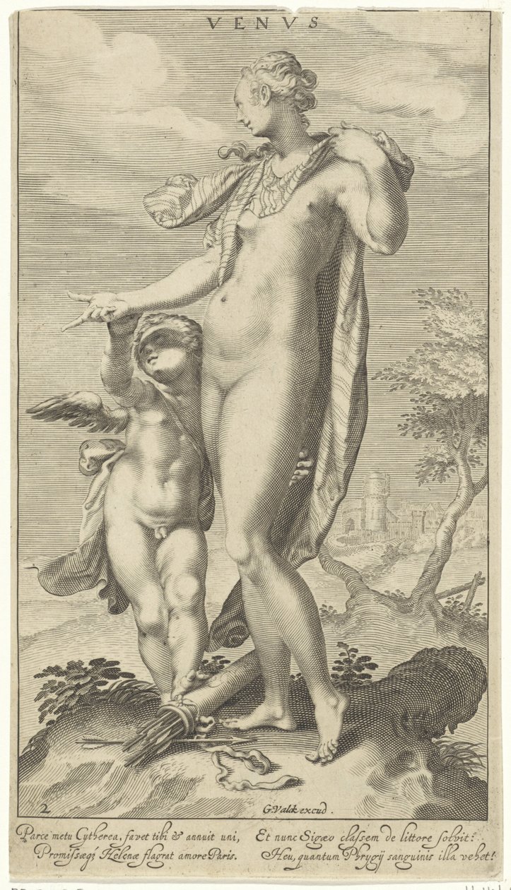 Vénusz és Ámor Vénusz (cím a tárgyon) Párizsi ítélet (sorozat címe) alkotó: Willem Isaacsz. van Swanenburg