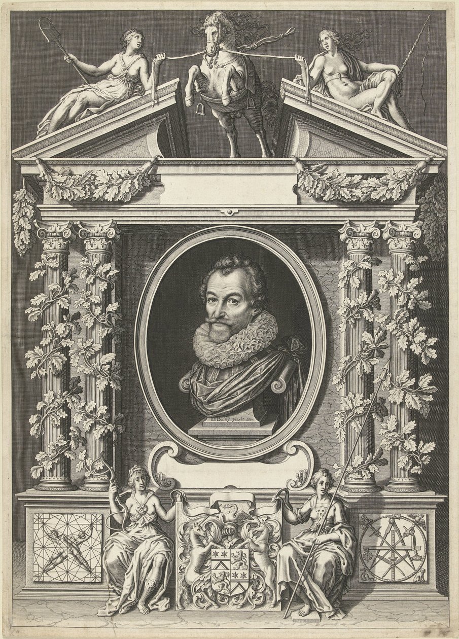 Gerard Thibault portréja építészeti keretben alkotó: Willem Jacobsz Delff