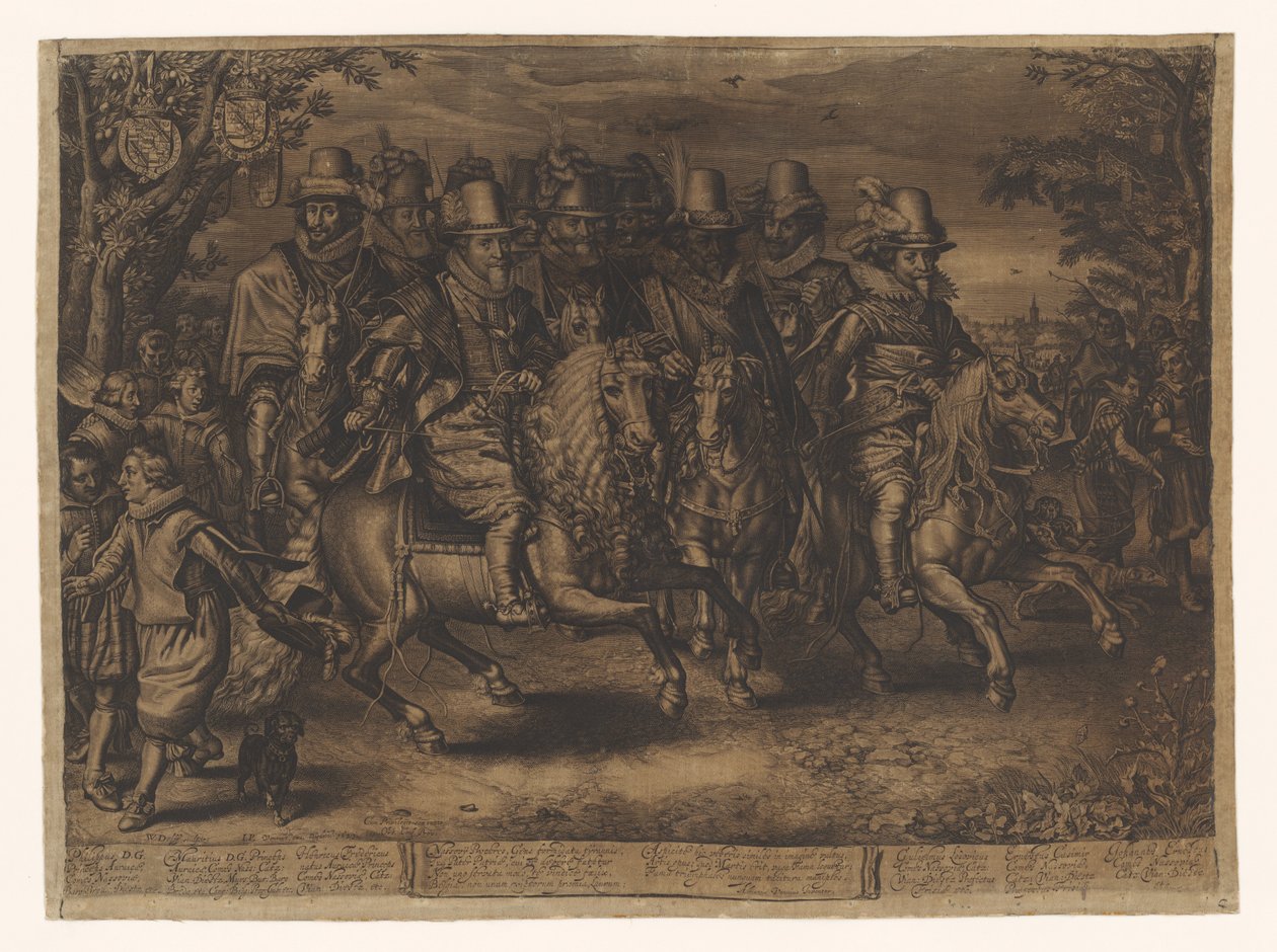 Az Orange-Nassau-ház hat hercegének lovas felvonulása alkotó: Willem Jacobsz Delff