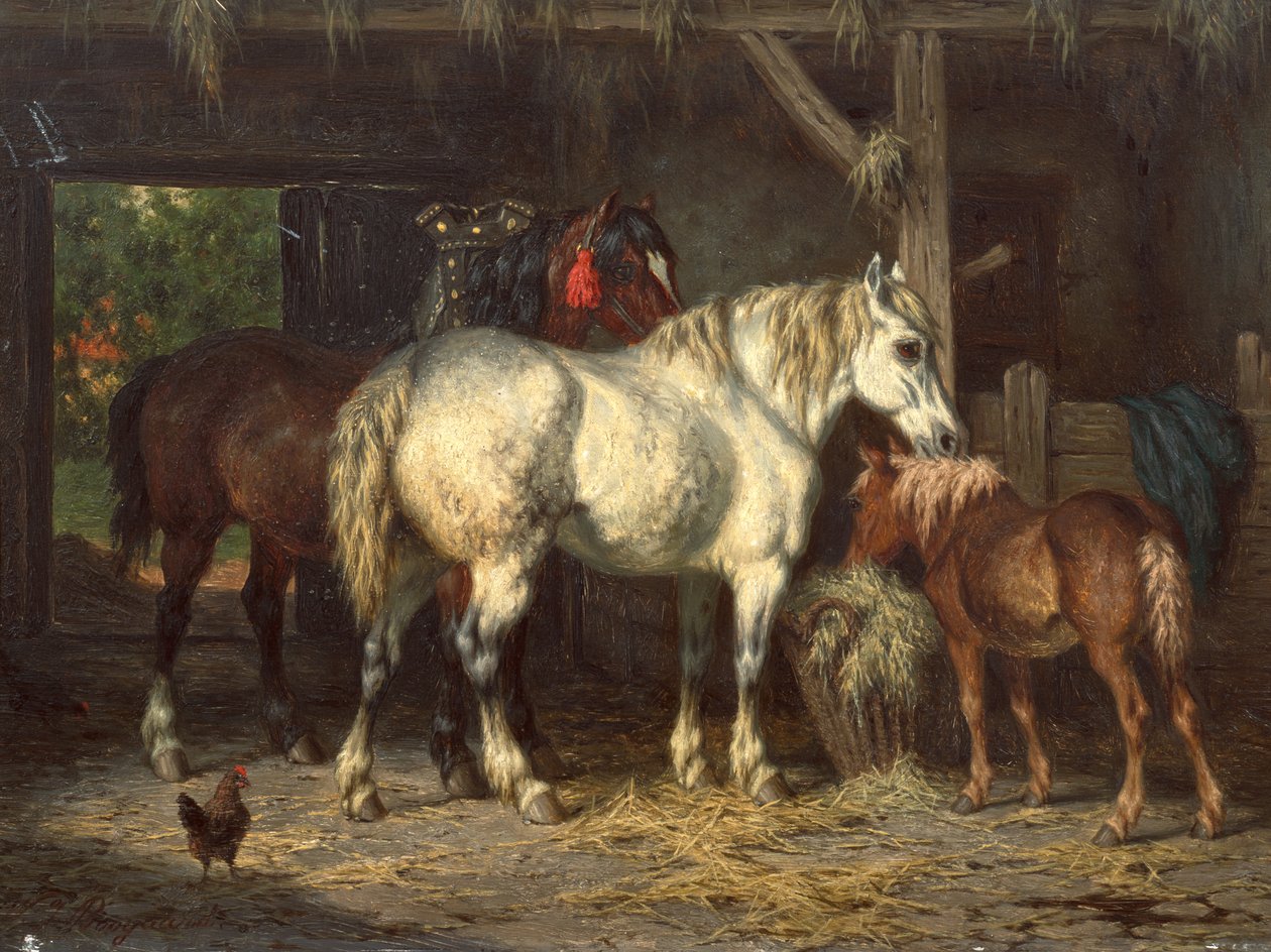 Lovak az istállóban (festmény) alkotó: Willem Jacobus Boogaard