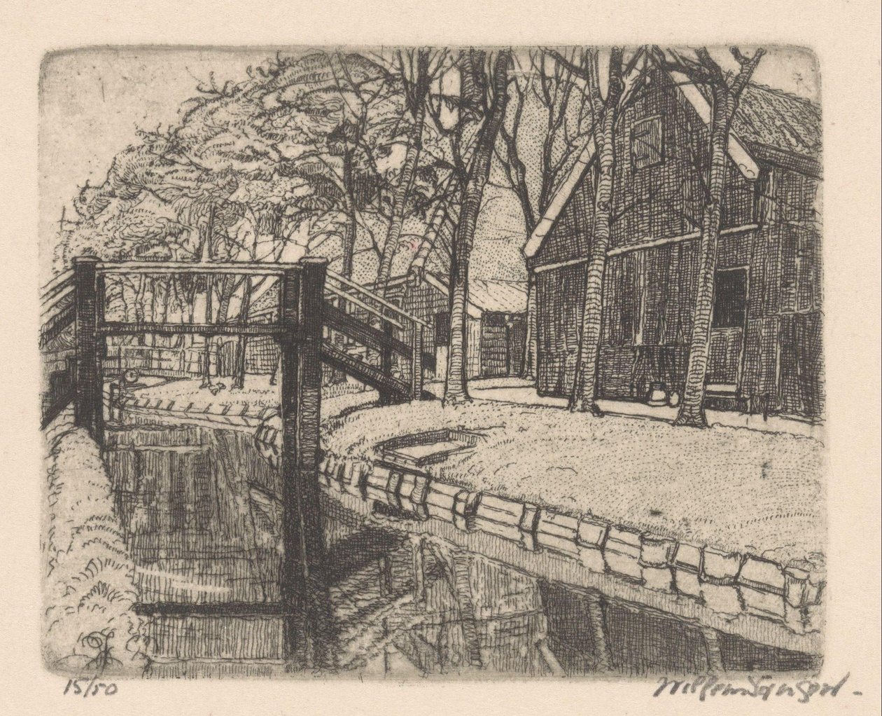 Híd Assendelftben alkotó: Willem Jansen (graveur) (signed by artist)