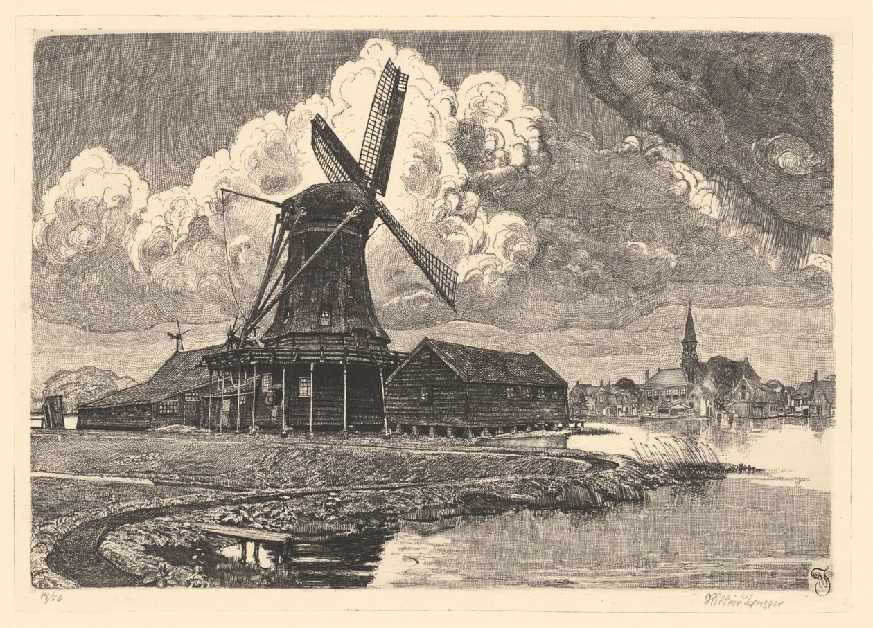 Szélmalom de Bonte Hen alkotó: Willem Jansen (graveur) (signed by artist)