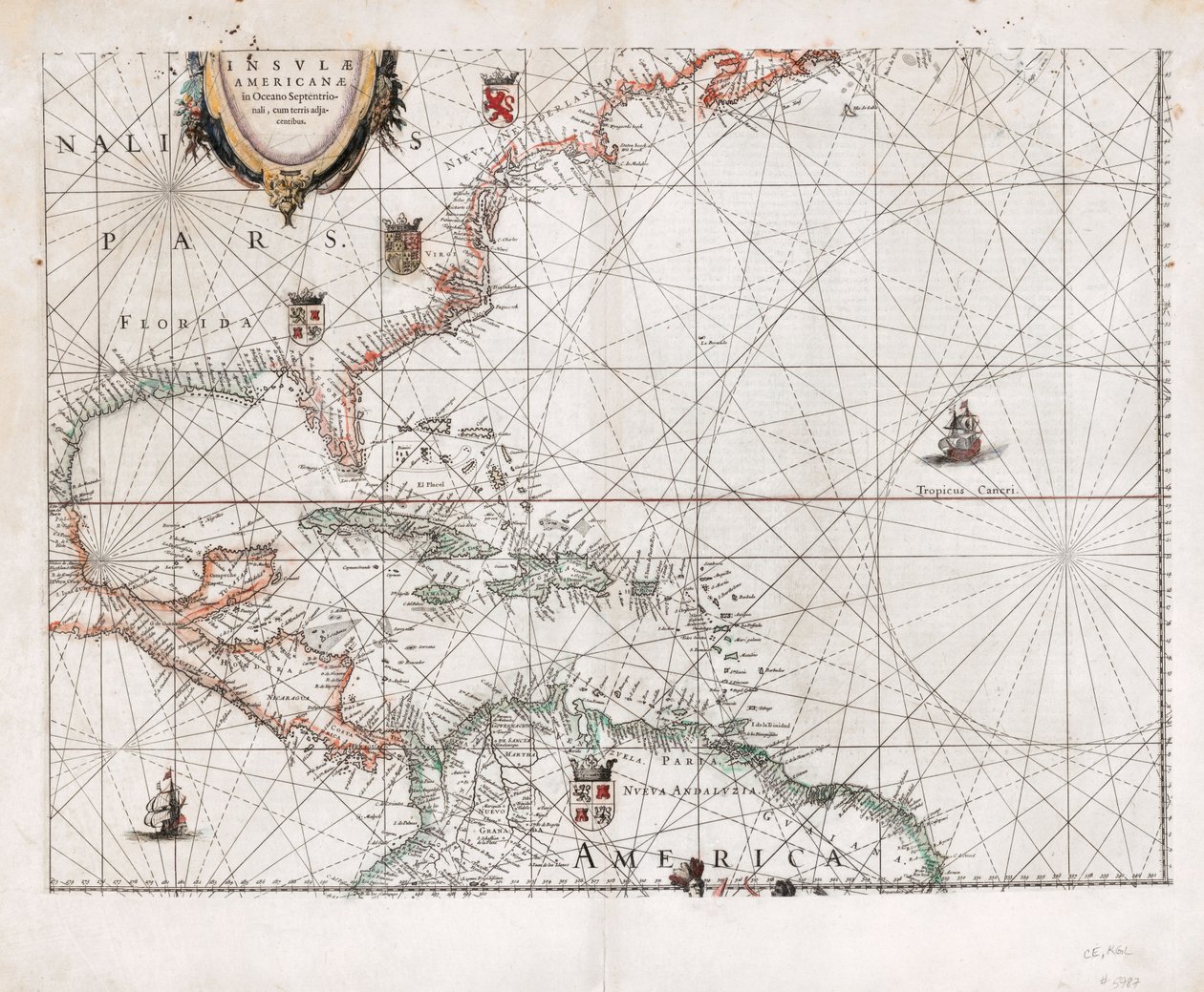 Insvlæ Americanæ in Oceano Septentrionali cum terris adjacentibus. LOC 2003630536 alkotó: Willem Janszoon Blaeu