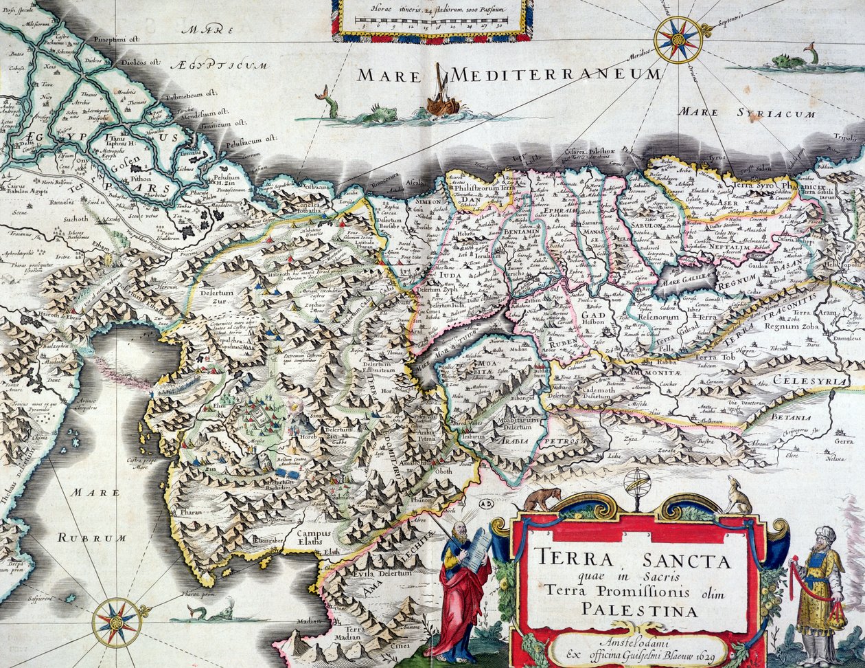 A Szentföld térképe, megjelent Amszterdamban, 1629 (színes metszet) alkotó: Willem Janszoon Blaeu
