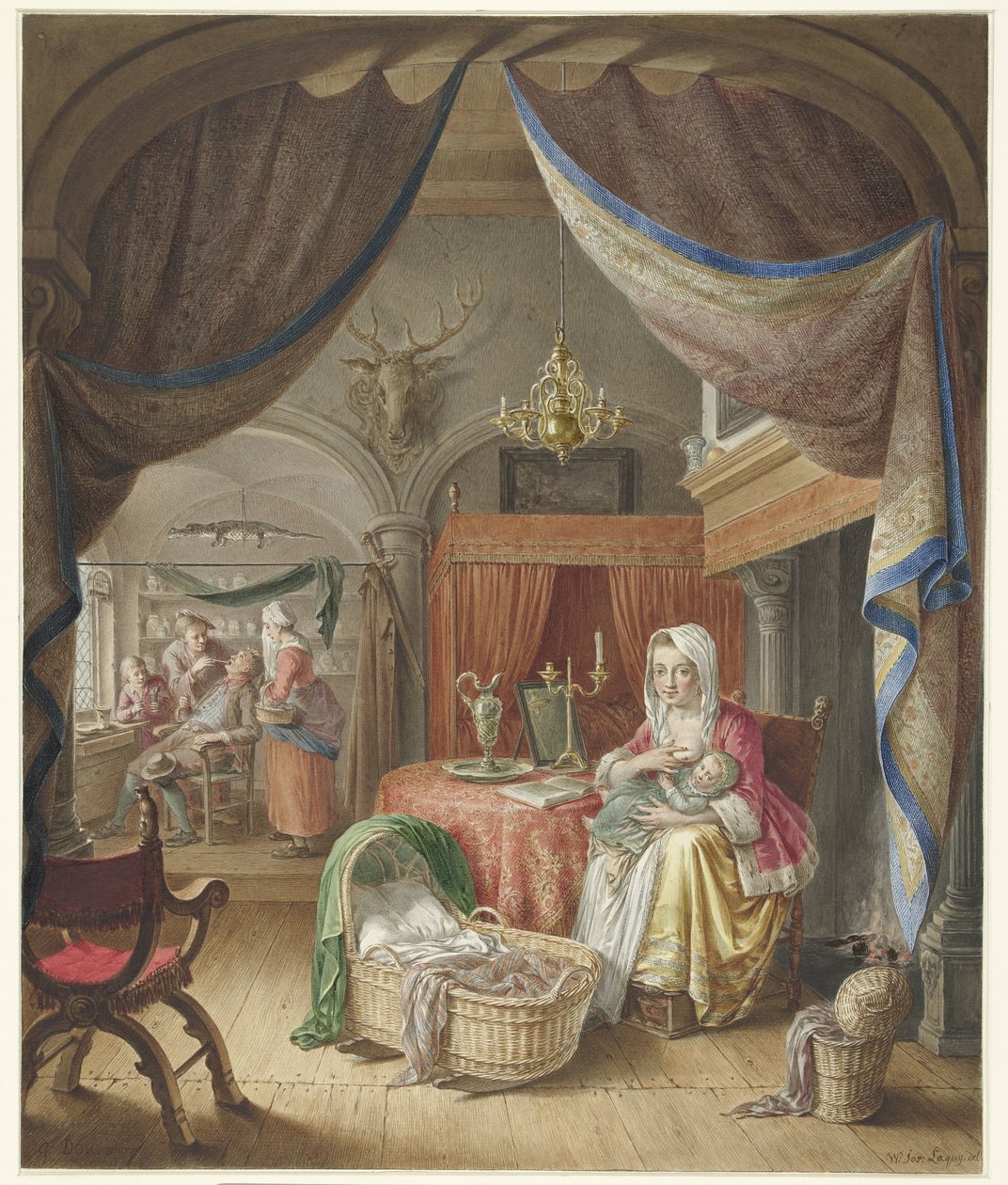 Anya gyermekével a mellnél alkotó: Willem Joseph Laquy