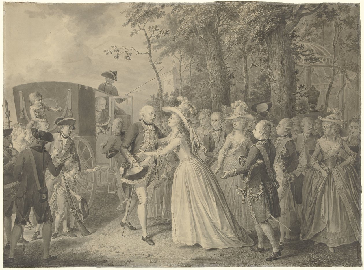 Vilmos hercegnő találkozása testvérével, III. Frigyes porosz királlyal Clevesben, 1788 alkotó: Willem Joseph Laquy