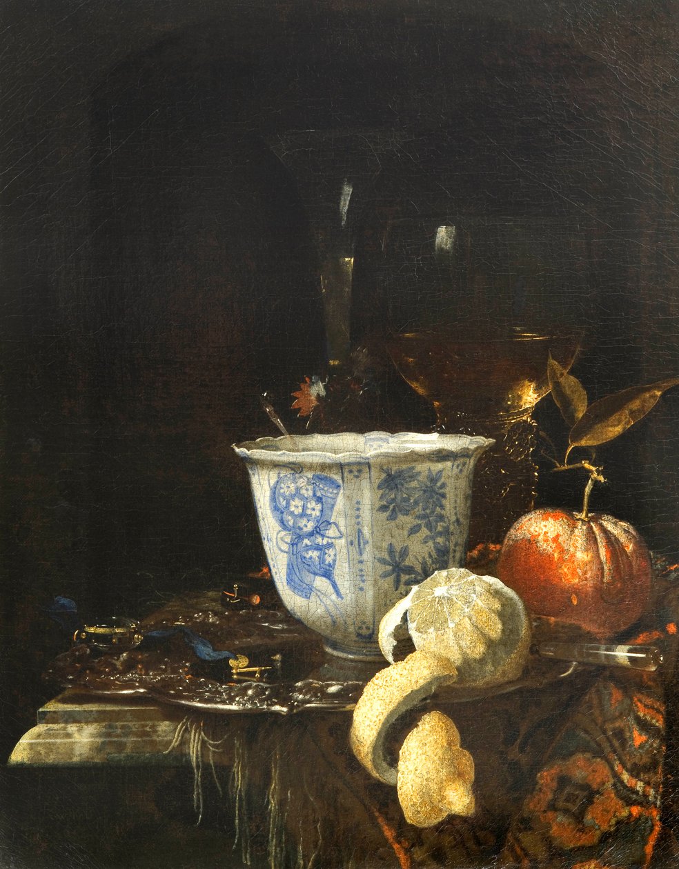 "Csendélet kínai porcelántálal" Willem Kalf (1619-1693) festménye Olaj, vászon, 52,5x41,8 - Fondation Custodia alkotó: Willem Kalf