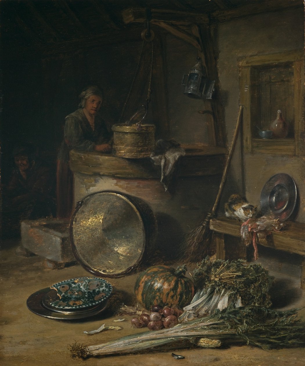 Paraszti enteriőr nővel a kútnál, 1642-43 körül (olaj, tábla) alkotó: Willem Kalf