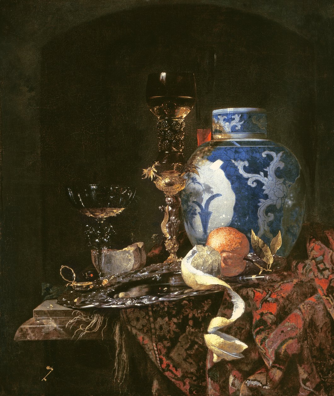 Csendélet kínai porcelánüveggel (olaj, vászon) alkotó: Willem Kalf