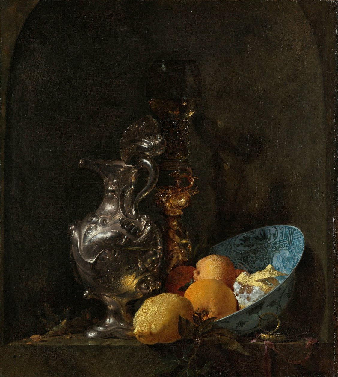Csendélet ezüstkannával és porcelántálal Csendélet ezüst kancsóval alkotó: Willem Kalf