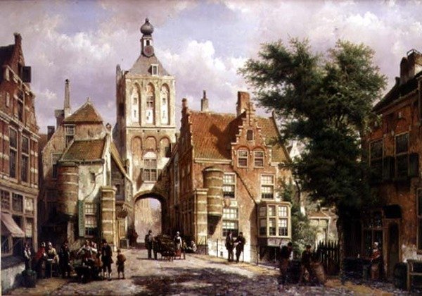 The Binnenpoort of Culemborgh (olaj, vászon) alkotó: Willem Koekkoek