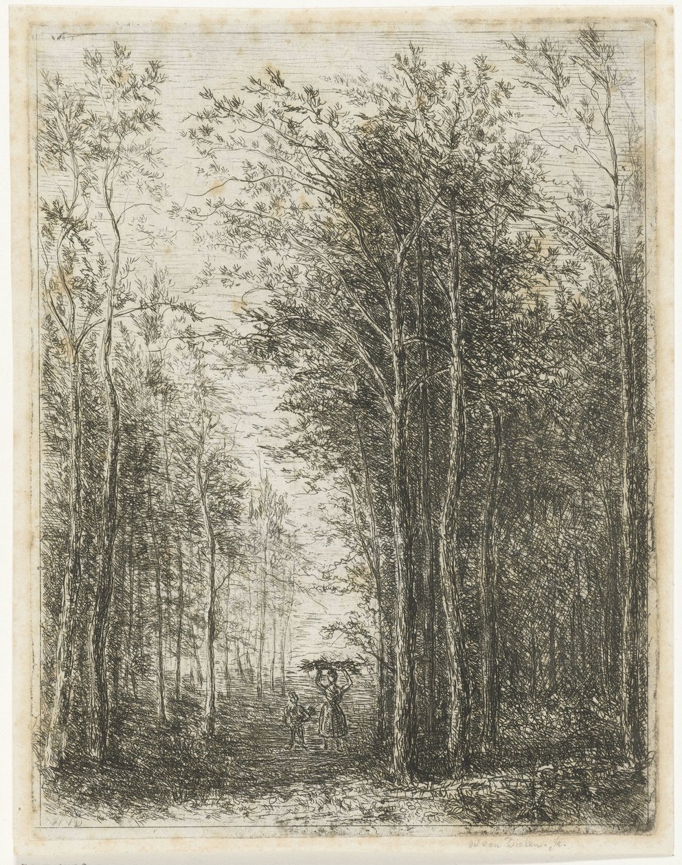 Erdei táj fagyűjtőkkel alkotó: Willem Matthias Jan van Dielen