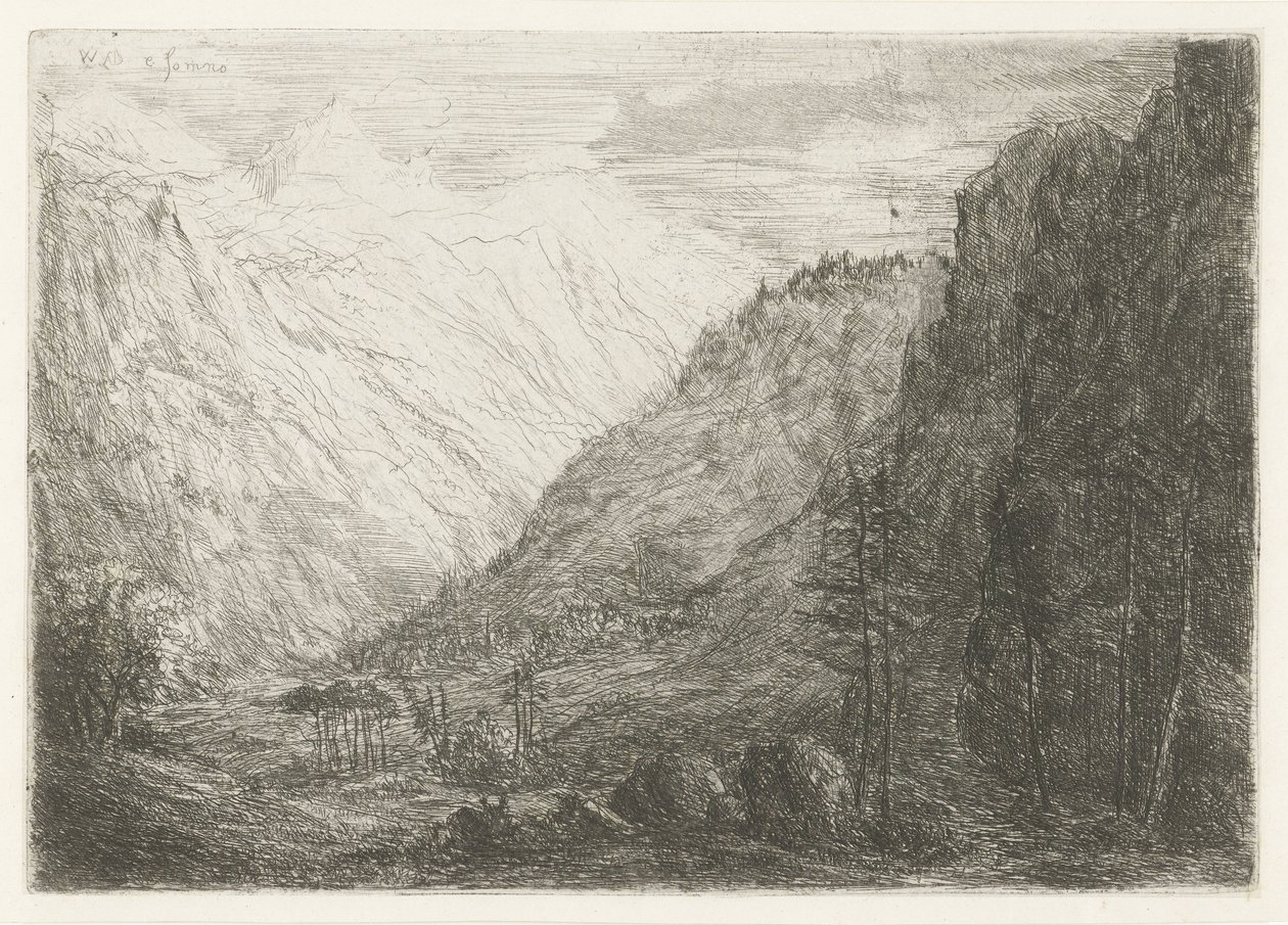 Kilátás a hegyi völgyre alkotó: Willem Matthias Jan van Dielen