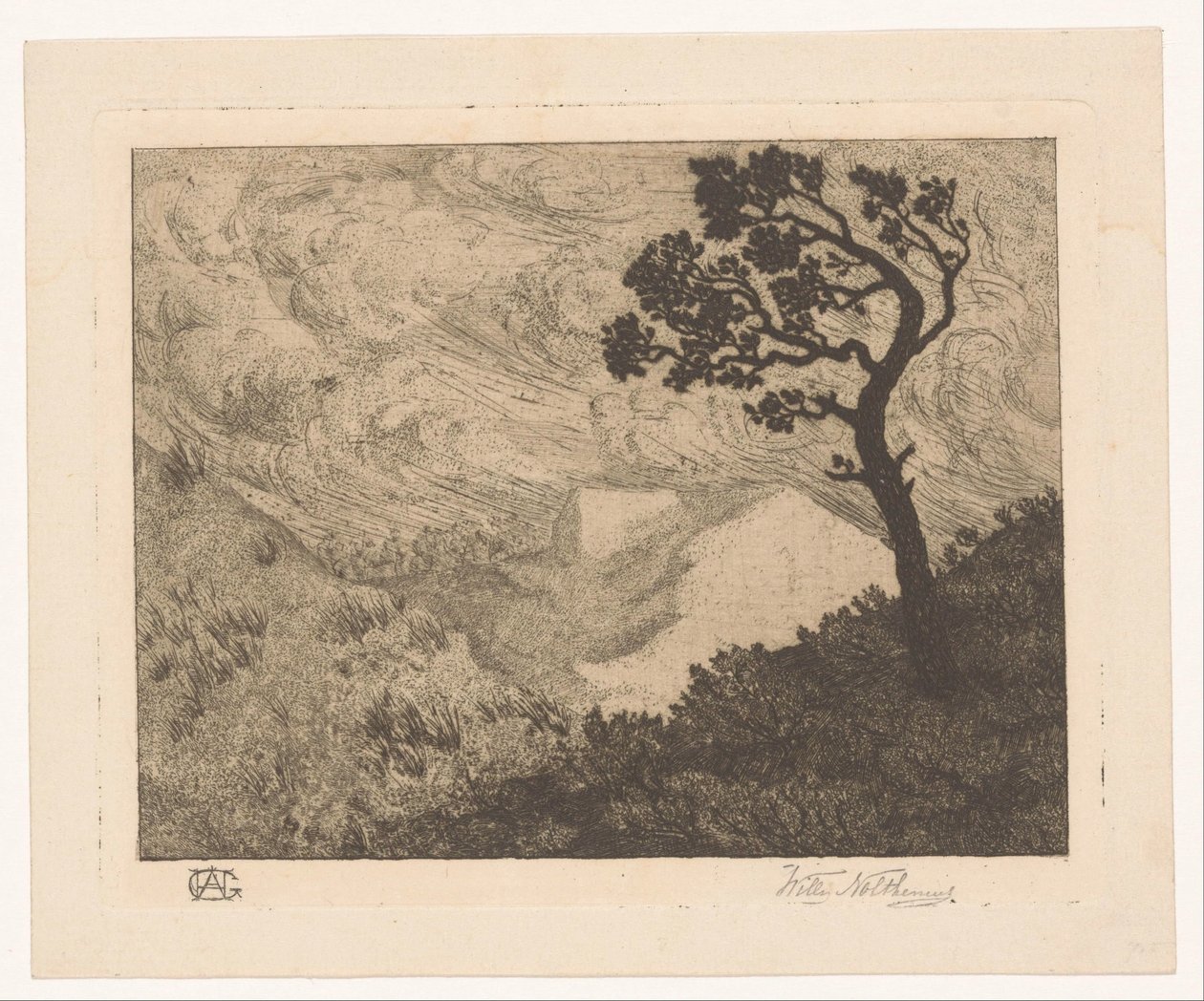 Fa dombos tájon alkotó: Willem Nolthenius (signed by artist)