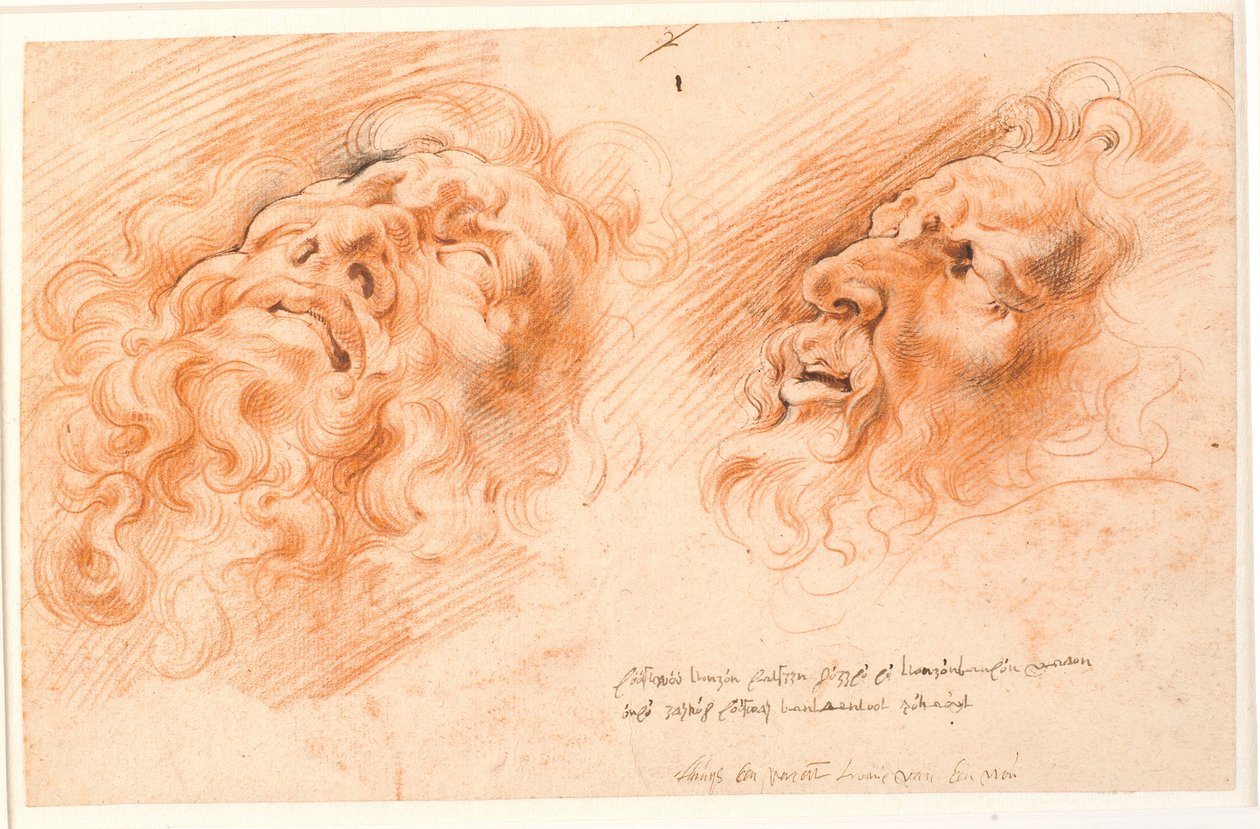 Laocoon. Két tanulmány Laocoon arcáról, az egyik alulról néz szembe, a másik pedig profilból balra. alkotó: Willem Panneels