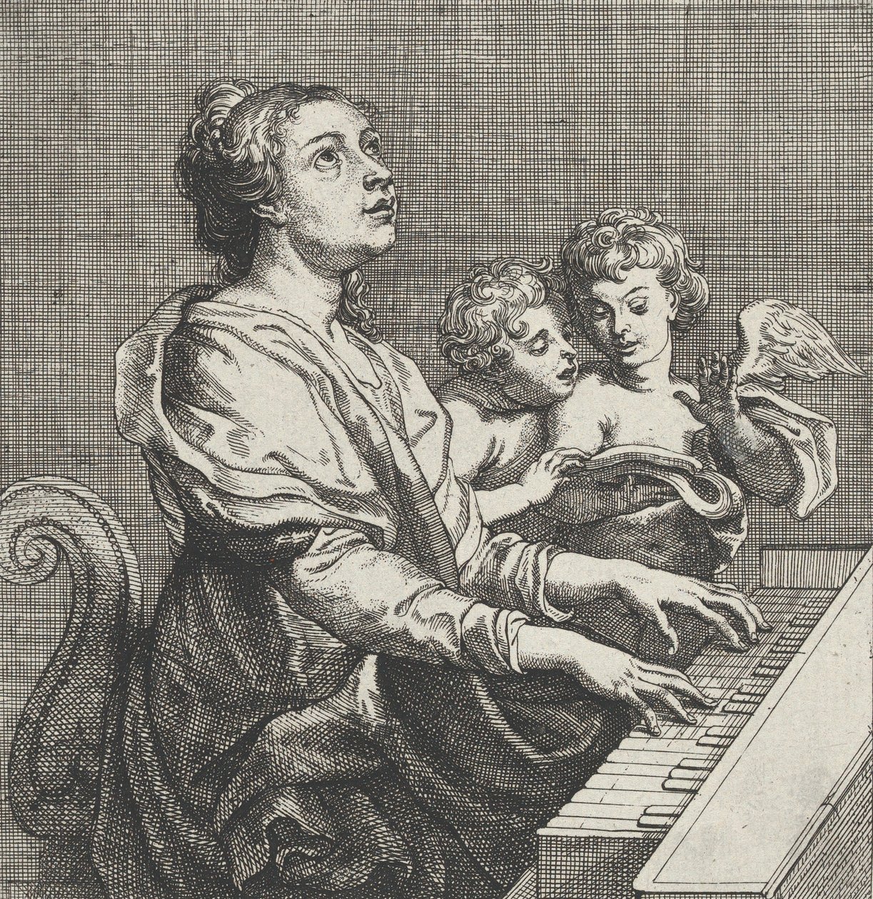 Szent Cecília orgonazik két puttival a jobb oldalon, kb. 1631. alkotó: Willem Panneels