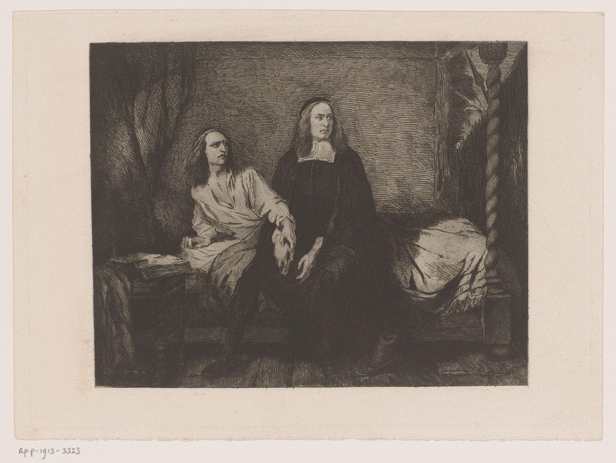 A de Witt testvérek egy ágyon ülnek a börtön kapujában alkotó: Willem Philip van der Veken (attributed to)