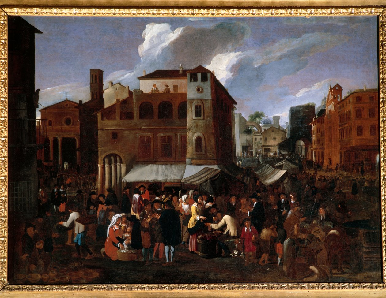 Piaci jelenet (olaj, vászon) alkotó: Willem Reuter