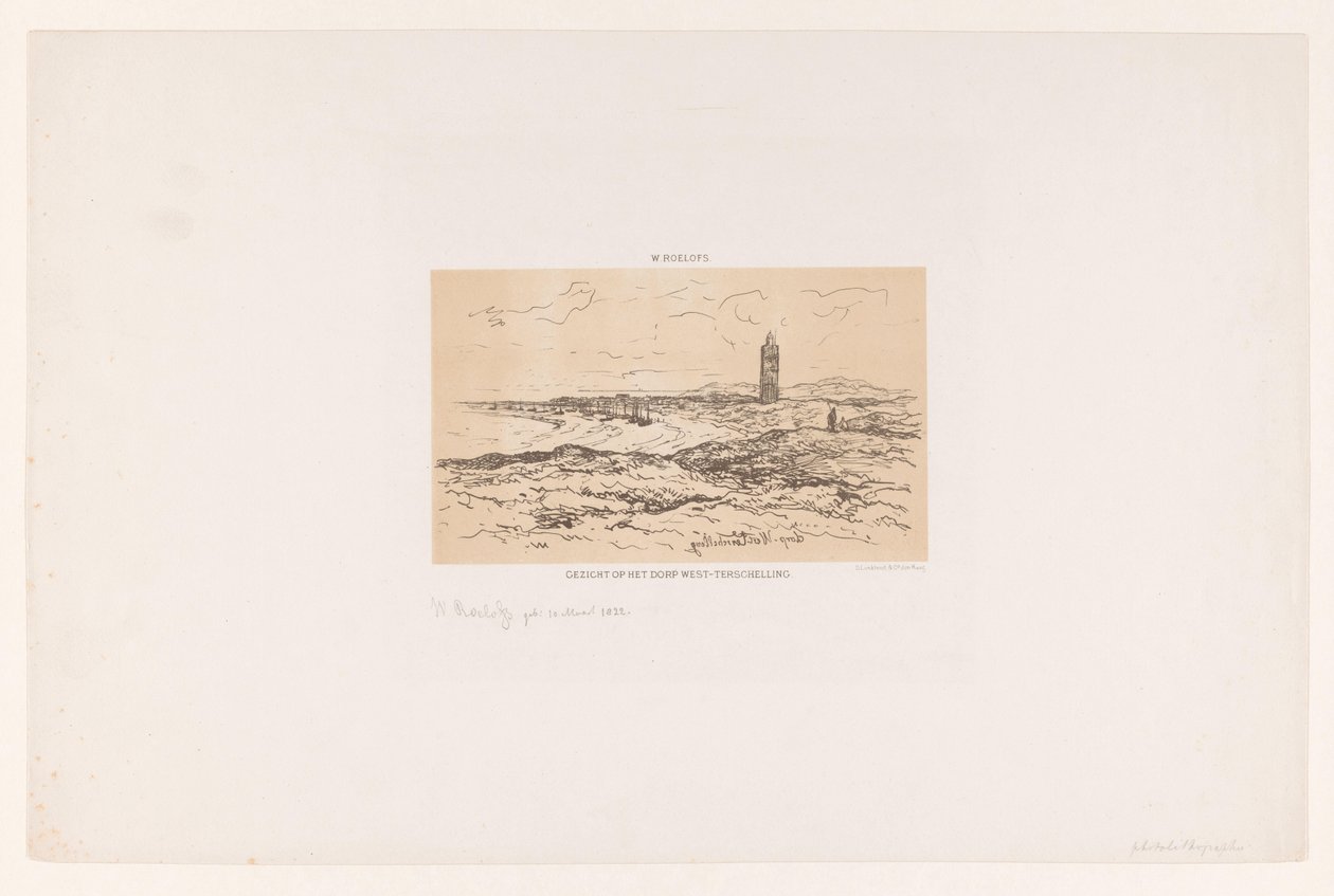 Kilátás West-Terschelling falura (cím az objektumon) alkotó: Willem Roelofs (I)