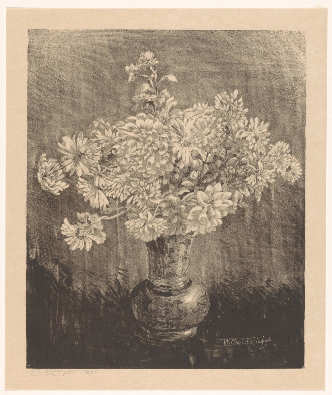Krizantémok vázában alkotó: Willem Roelofs (II) (signed by artist)