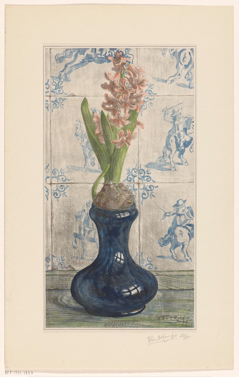 Jácint üvegvázában alkotó: Willem Roelofs (II) (signed by artist)