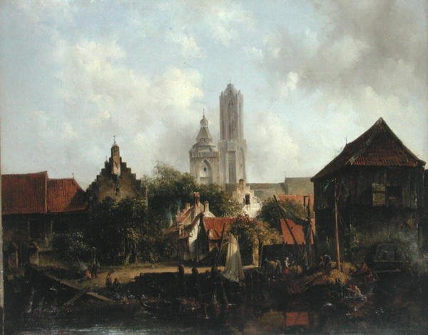 Csatornajelenet Utrechttel (olaj, vászon) alkotó: Willem Roelofs