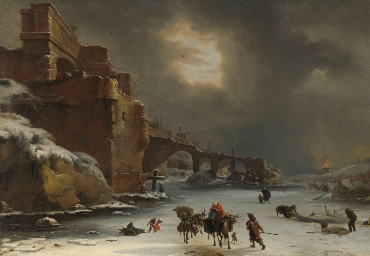 Városfalak télen, 1650-70 körül (olaj, vászon) alkotó: Willem Schellinks