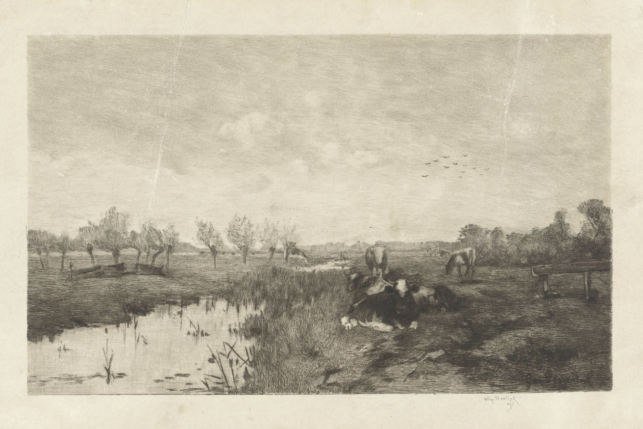 Polder táj tehénekkel alkotó: Willem Steelink (II)