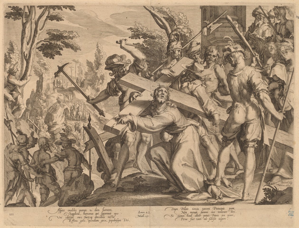A keresztet hordozó Krisztus alkotó: Willem Swanenburgh, after Joachim Anthonisz Wtewael