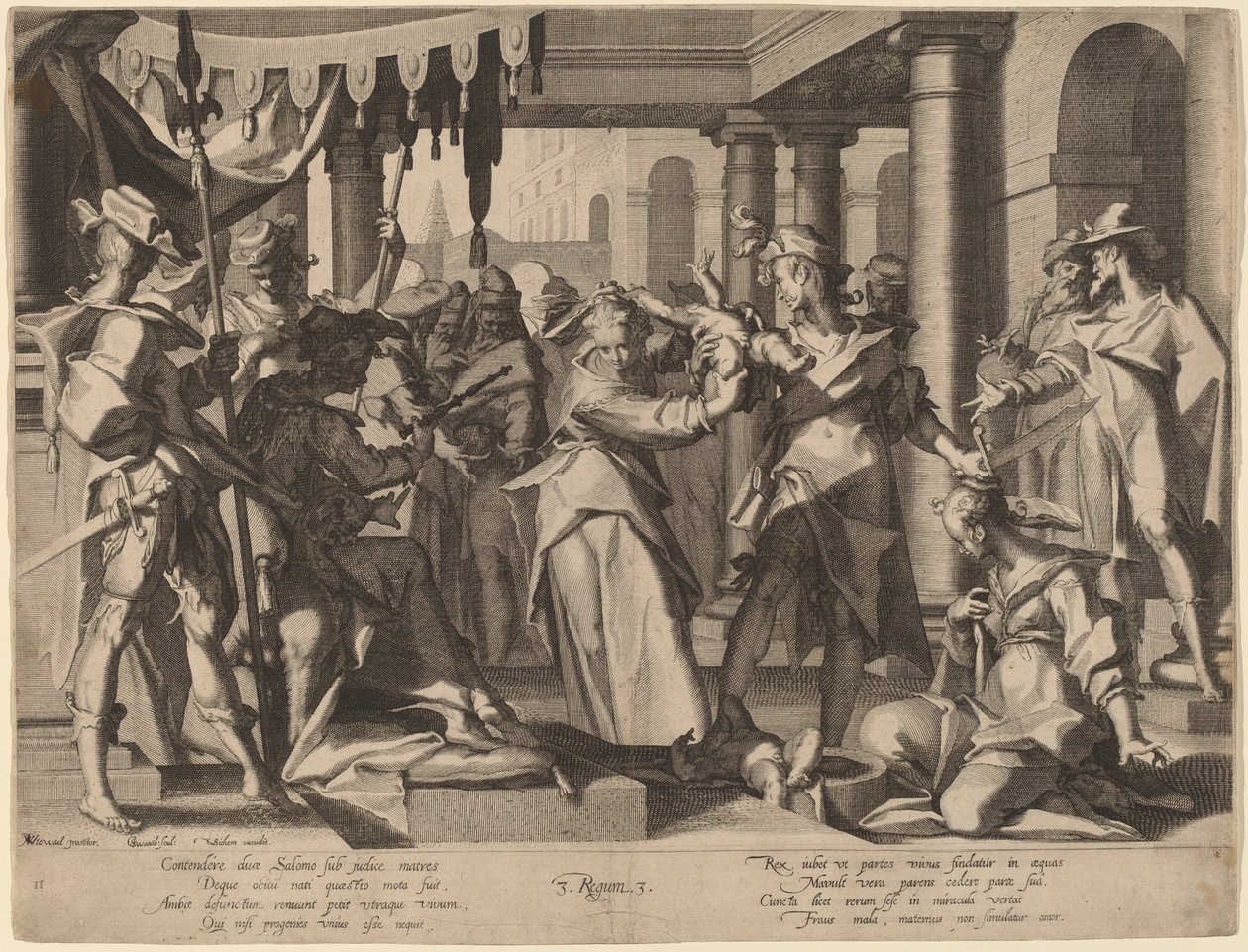 Salamon ítélete alkotó: Willem Swanenburgh after Joachim Anthonisz Wtewael