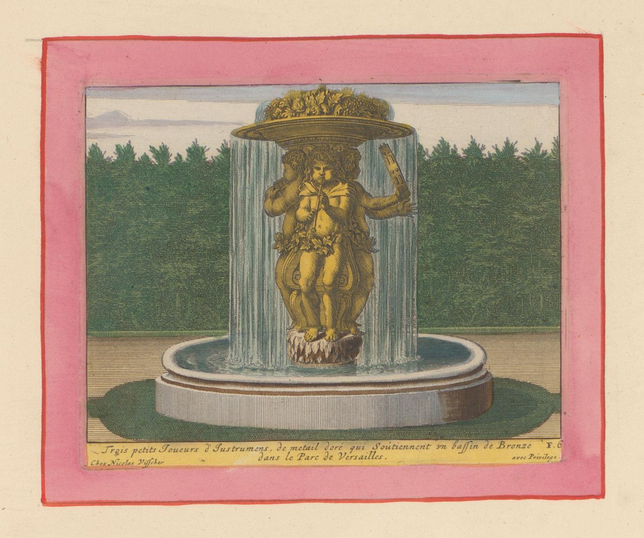 Brunnen mit einer Statue von drei Musikern, die eine Schale über ihren Köpfen tragen alkotó: Willem Swidde