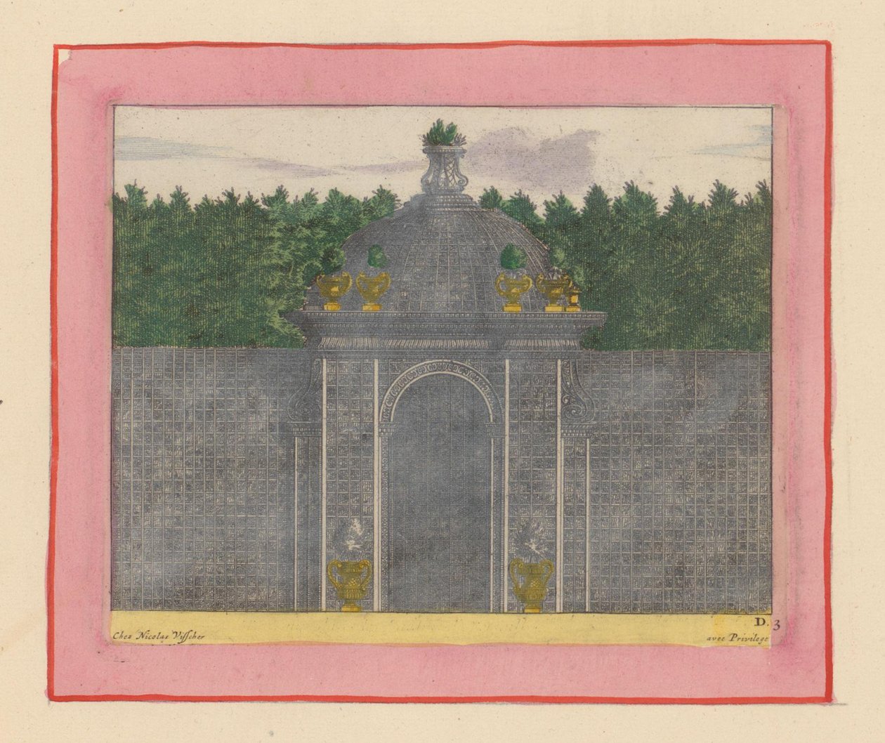 Pavillon mit Kuppel aus Lattenwerk in den Gärten von Versailles alkotó: Willem Swidde