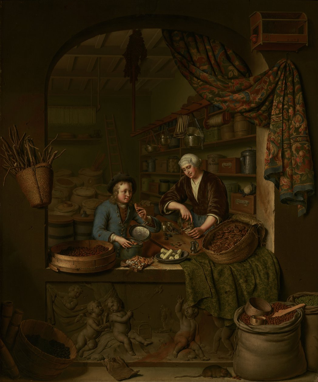 Egy fűszerüzlet alkotó: Willem Van Mieris
