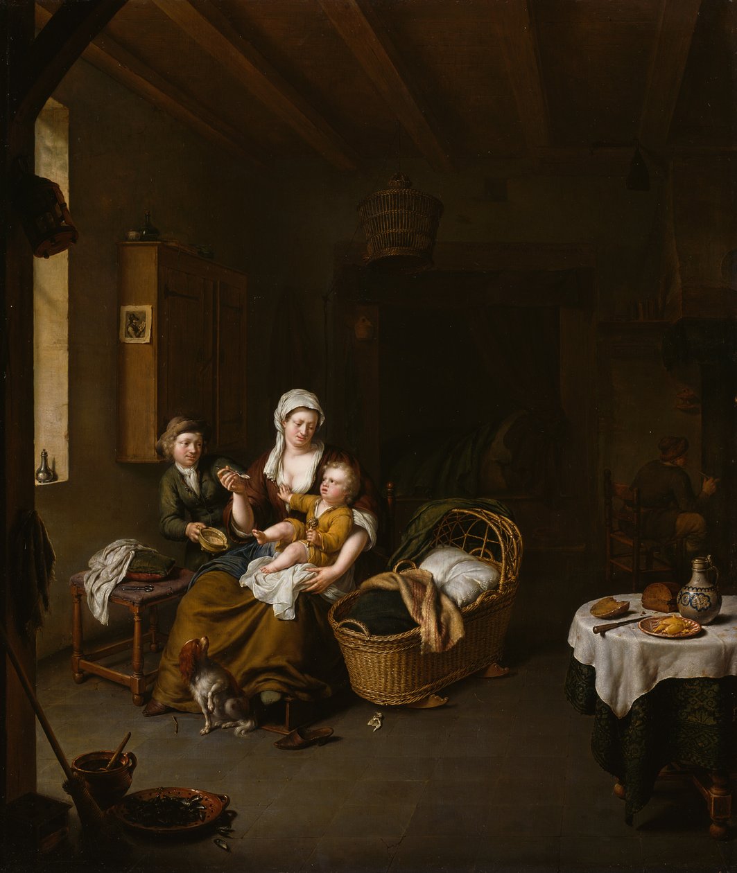 Egy anya eteti a gyermekét (A boldog anya) alkotó: Willem Van Mieris