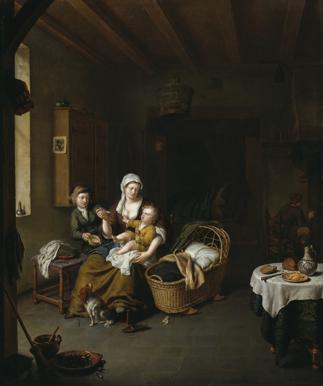 Egy anya eteti a gyermekét alkotó: Willem Van Mieris