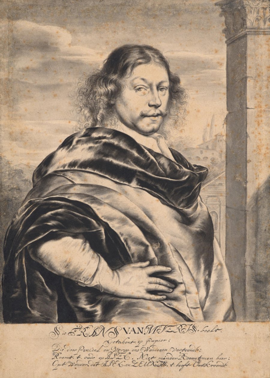 Idősebb Frans van Mieris portréja, idősebb Frans van Mieris rajza nyomán alkotó: Willem Van Mieris