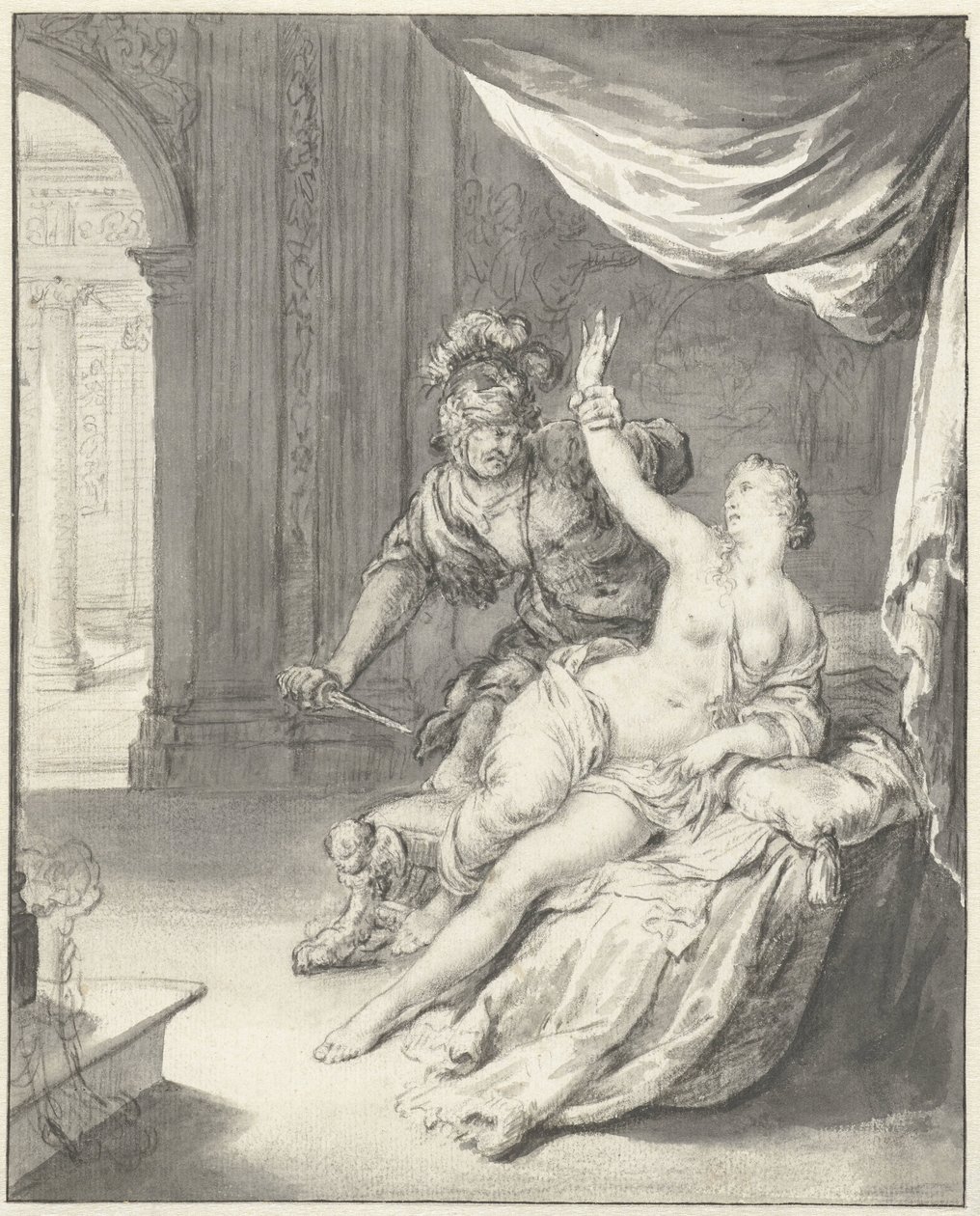 Tarquinius megfenyegeti Lucretiát alkotó: Willem Van Mieris