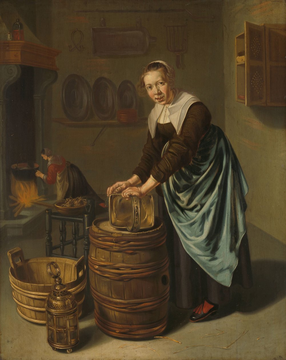 Egy edényt súroló nő alkotó: Willem Van Odekercken