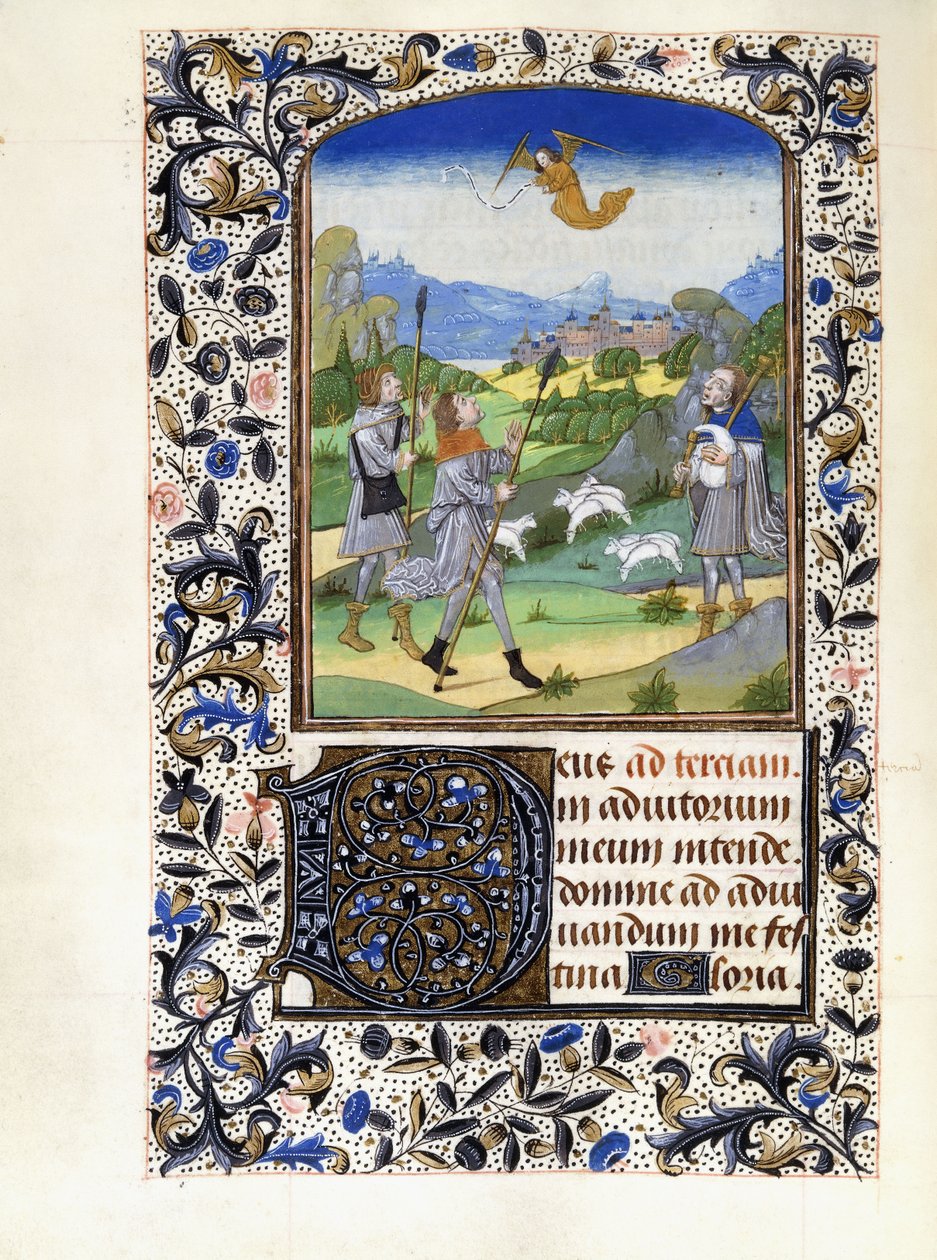 A Pásztorok Angyali üdvözlete, 1480 körül alkotó: Willem Vrelant