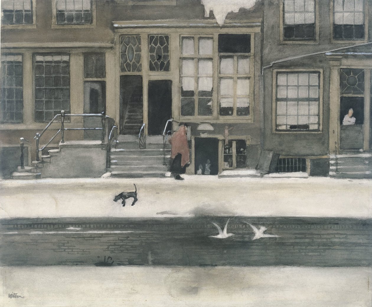 A Kromboomsloot Amszterdamban alkotó: Willem Witsen (signed by artist)
