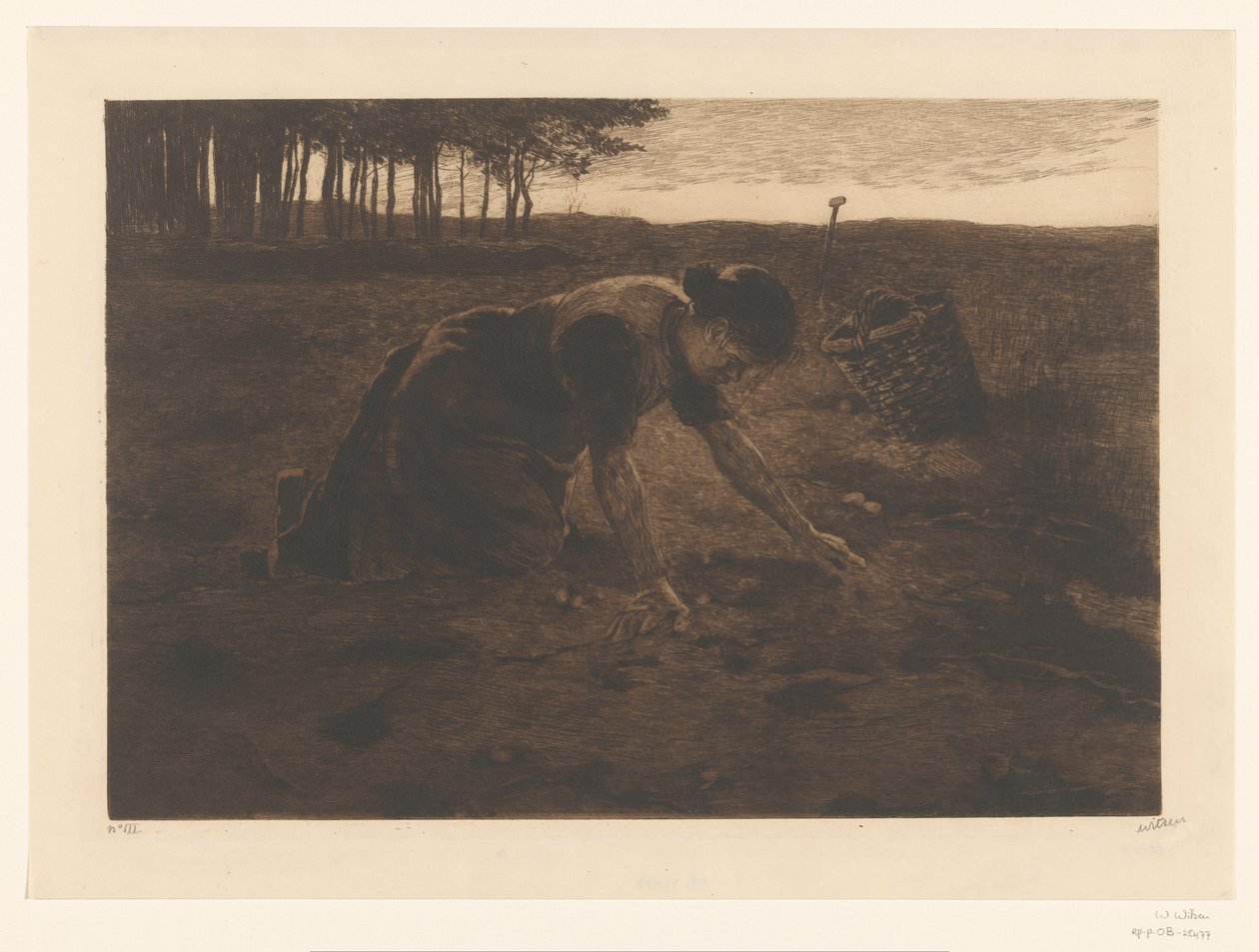 Térdelő burgonyakombájn alkotó: Willem Witsen (signed by artist)