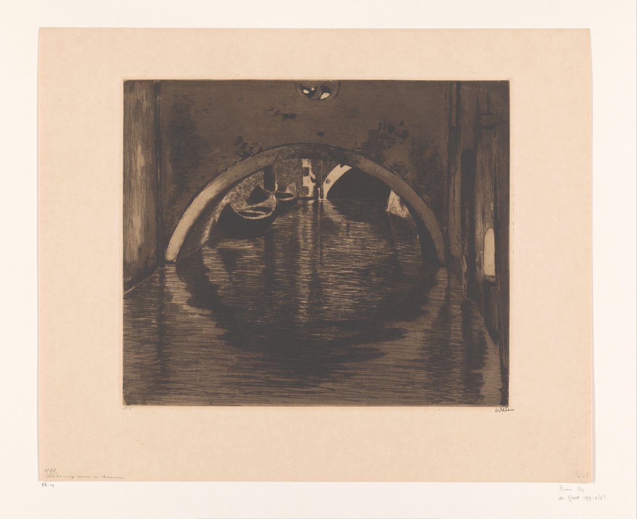 Kilátás egy híd alatt két evezős csónakkal A híd alatt, Velence (eredeti cím) alkotó: Willem Witsen (signed by artist)