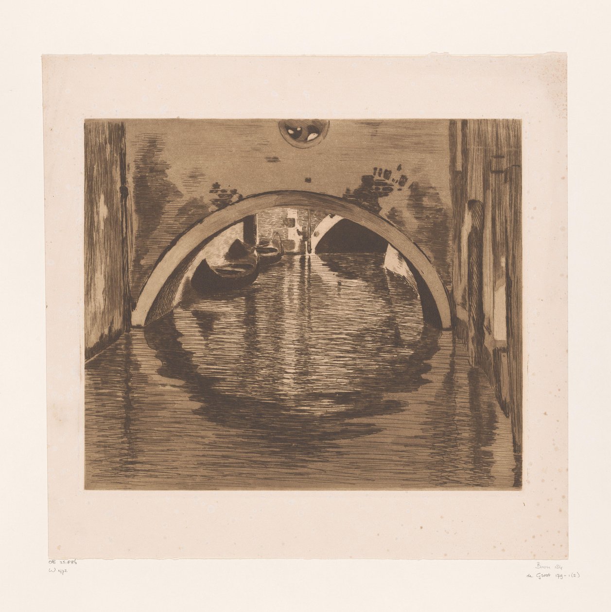 Kilátás egy híd alatt két evezős csónakkal A híd alatt, Velence (eredeti cím) alkotó: Willem Witsen (signed by artist)