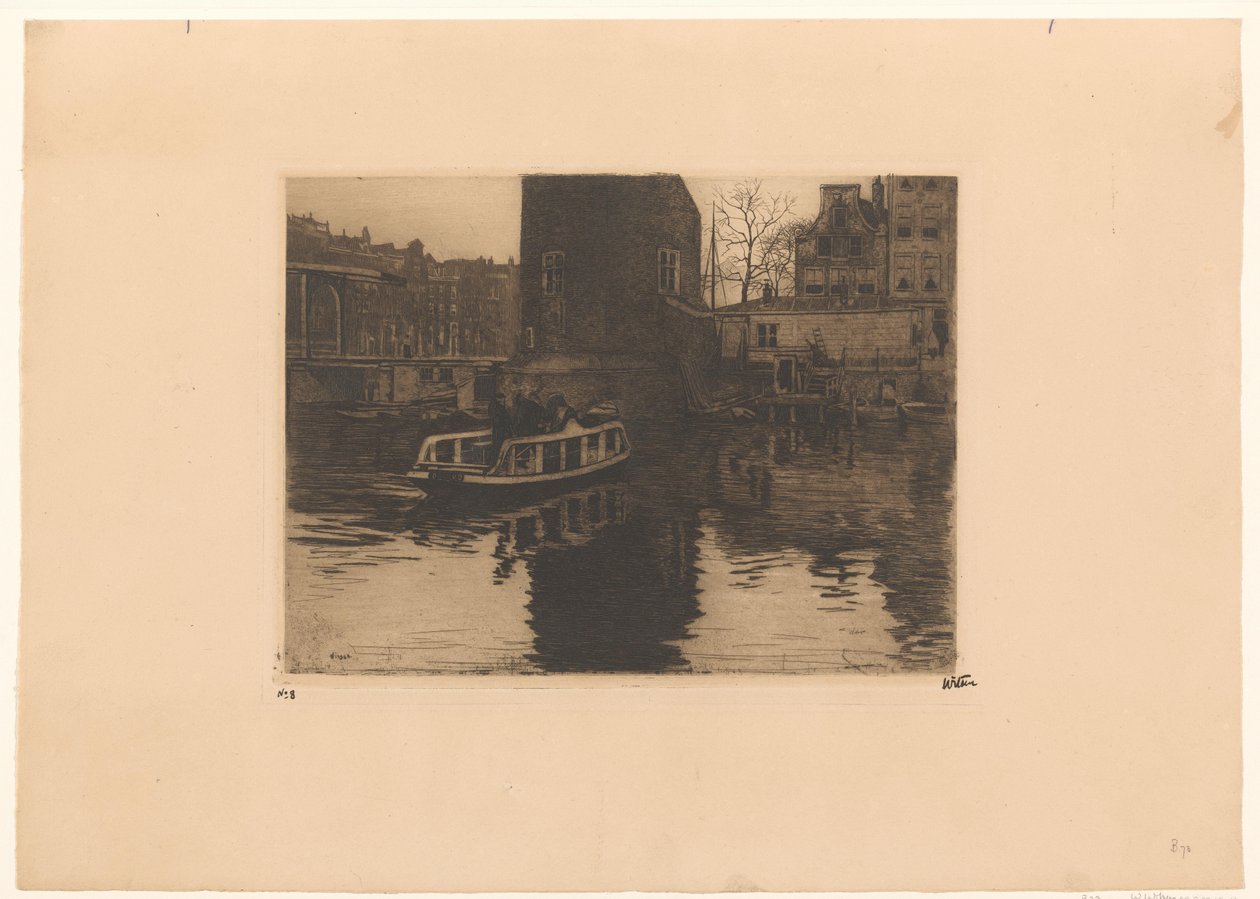 Kilátás az amszterdami Montelbaanstoren átvételére alkotó: Willem Witsen (signed by artist)