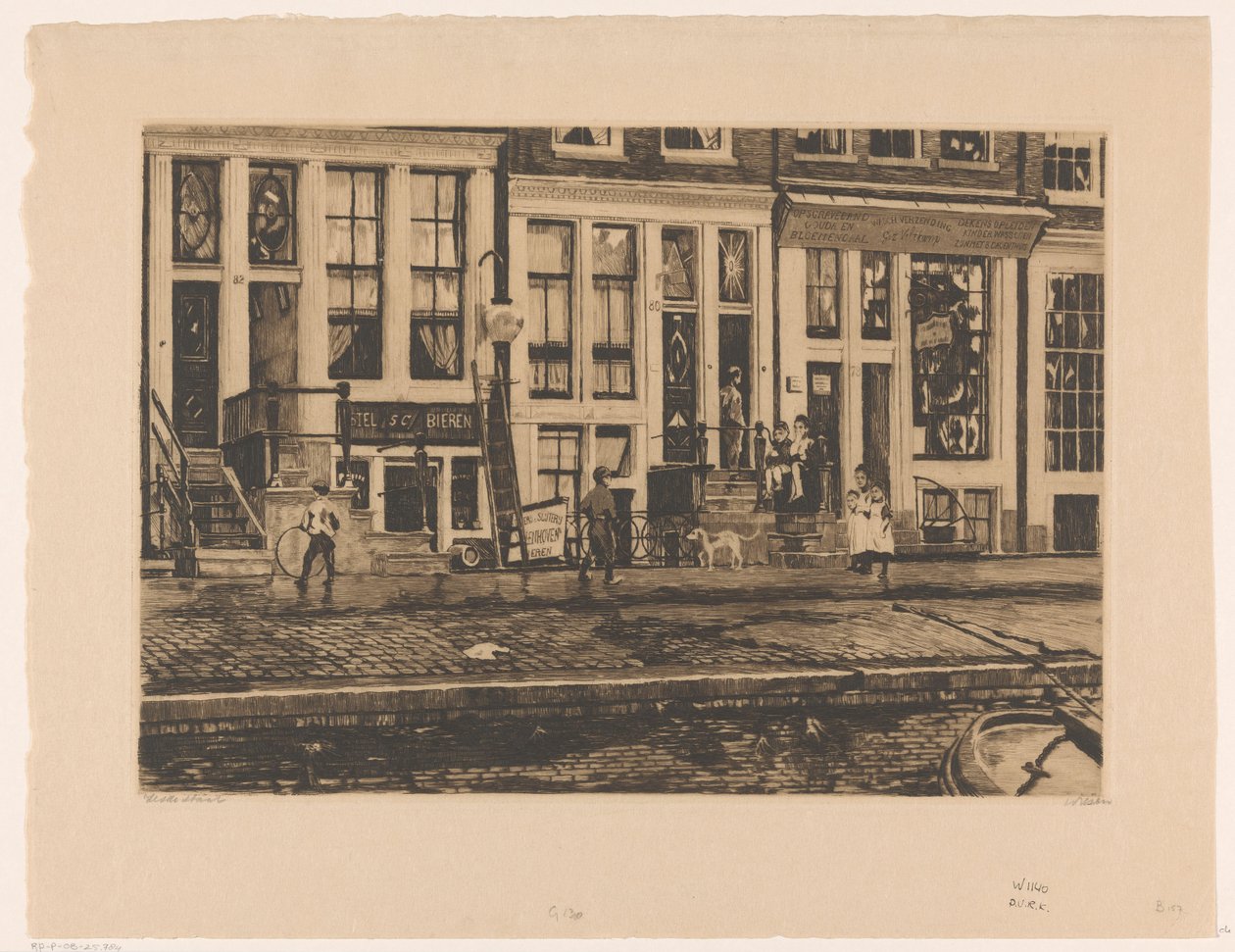 Kilátás a házakra az Oude Waal-on Amszterdamban alkotó: Willem Witsen (signed by artist)