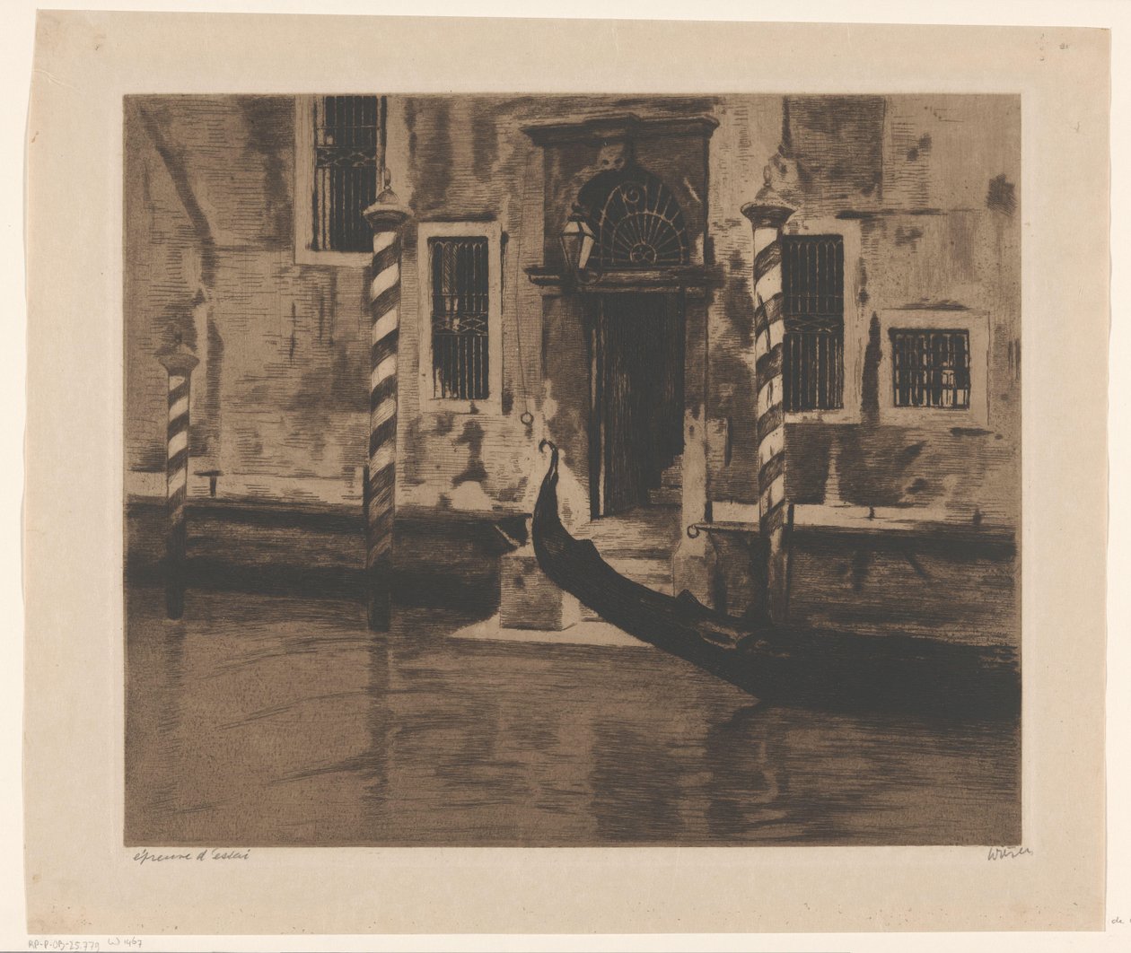 Libegő a velencei Canal Grandén Patrícius-ház Velencében (cím a tárgyon) alkotó: Willem Witsen (signed by artist)