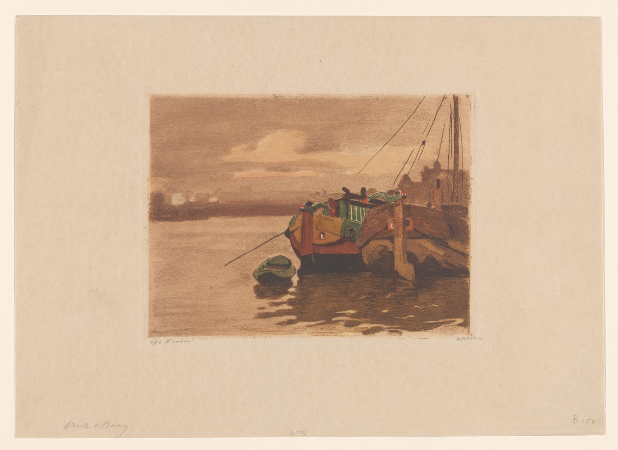 Bárkák az amszterdami IJ-ben alkotó: Willem Witsen (signed by artist)